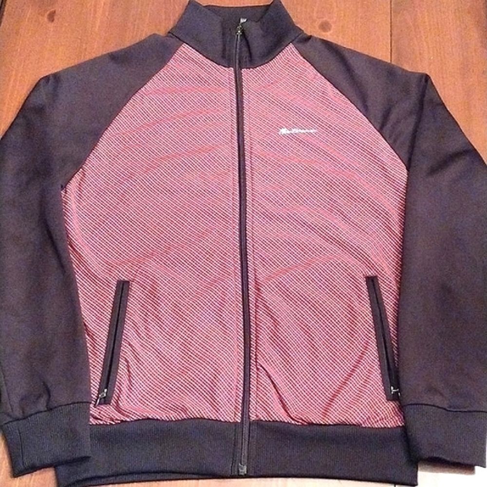 Ben Sherman Track Jacket, Brown with Red Plaid inset, Size Large Men's